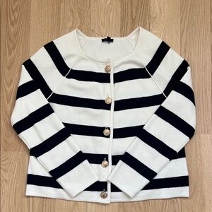 Navy and White Striped Cardigan